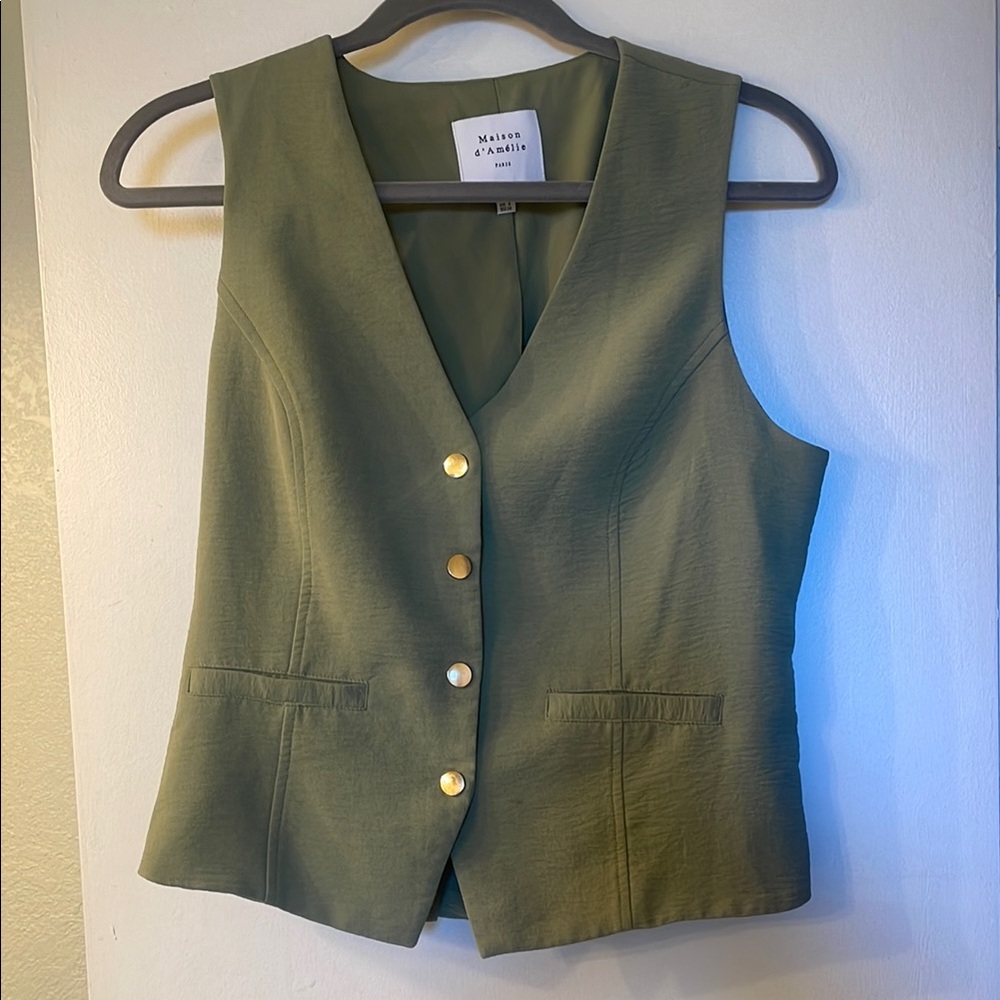 Maison d'Amélie Green Vest with Gold Buttons